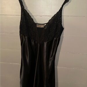 Black Satin Chemise with Minimalist Design